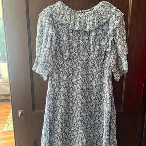 Doen Baudoin Silk Mini Dress in Porcelain Blue, size S